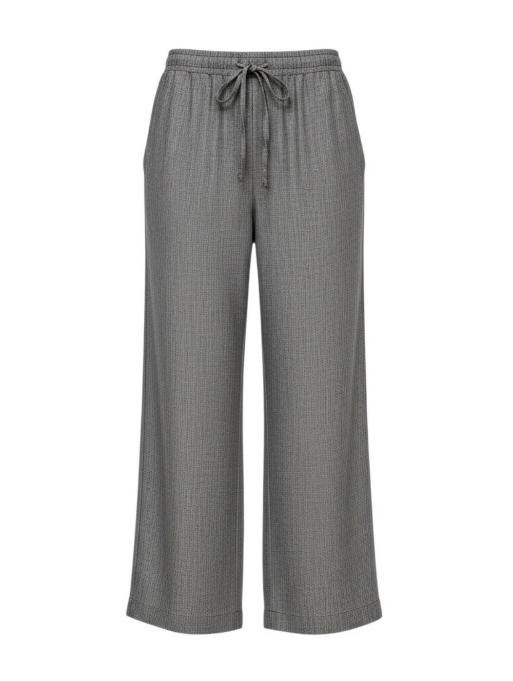 The Limited Wide Leg Pants Sz L Gray 100% Linen Drawstring Waist Boho Lagenlook